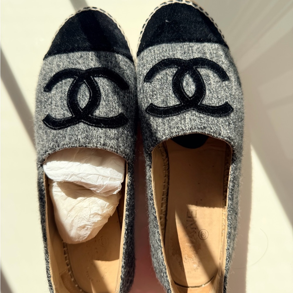 CHANEL Women's Black and Gray Espadrilles